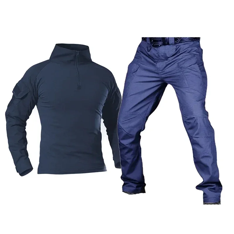 Uniformes tácticos IL uniforme de caza conjunto de camisa táctica ropa de camuflaje Airsoft traje táctico de senderismo Multicam negro - imagen 3