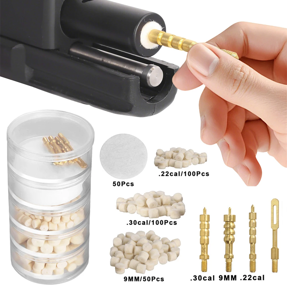 Kit de limpieza de pistola con caja de almacenamiento, herramienta de limpieza de cámara de pistola de Rifle, parche de limpieza de pistola, accesorio de pistola de caza, 305 Uds.