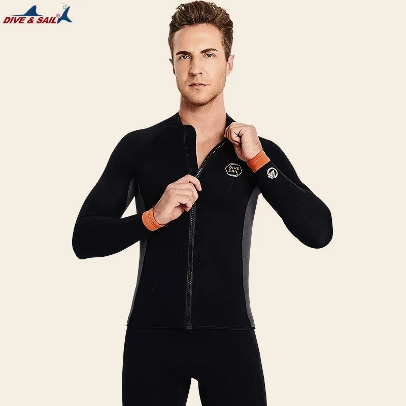 Traje de buceo de neopreno de 3mm para hombre, abrigo para mujer adulta, Tops de buceo de manga larga, chaqueta con cremallera, traje de buceo, surf y snorkel