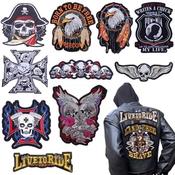 Parche bordado calavera punk para chaleco cuero y chaqueta vaquera