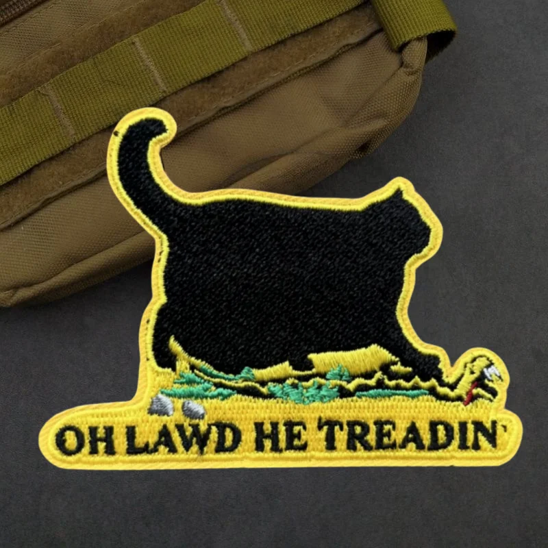 Parche bordado de gato Oh Lawd He Treadin, chaleco táctico, brazalete con gancho y bucle, insignia de moral, parches adhesivos para mochila para ropa - imagen 2
