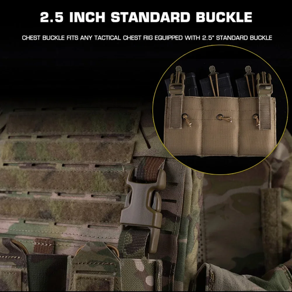 Bolsa táctica Triple para revistas, hebilla de gancho de 2,5 cm/G para Panel frontal portador de placa de chaleco 5,56/M4/AR15/AK Airsoft LBT 6094 K19 KZ - imagen 5
