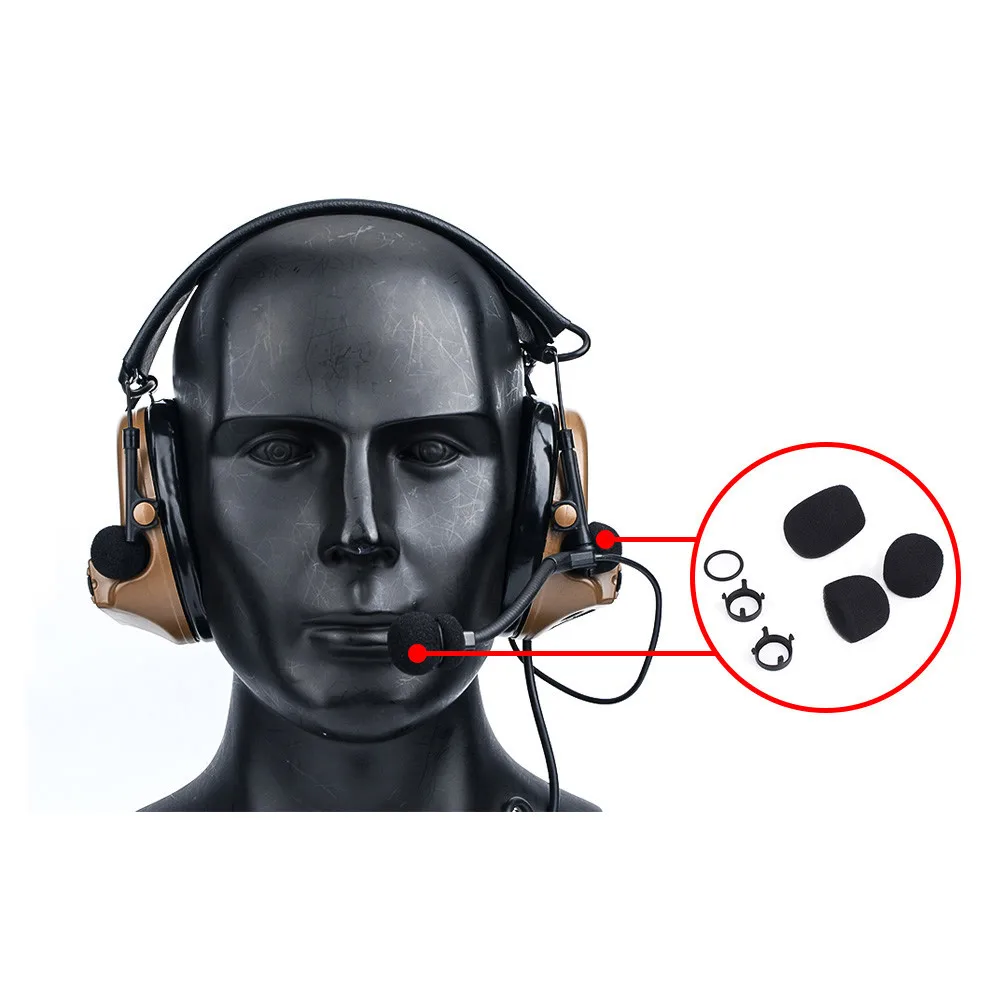 Accesorios para auriculares tácticos, esponjas de micrófono, piezas de repuesto para auriculares de la serie Comtac, juego de esponjas de micrófono, WZ160 - imagen 2