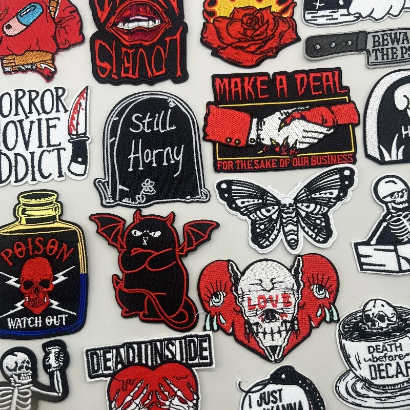 Pegatinas de llama Punk, parches para planchar para ropa, parches termoadhesivos, parche bordado de calavera en insignias para ropa DIY - imagen 2