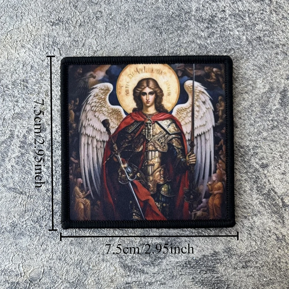 Parche táctico Arcángel Michael, brazalete del ejército de moral militar, parches de gancho y bucle impresos para pegatina de mochila - imagen 2