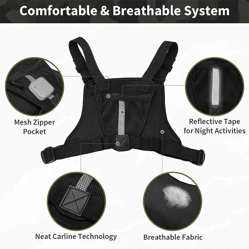 Bolsa de pecho táctica al aire libre, entrenamiento multifuncional para hombres, correr, senderismo, bolsa de fitness, bolsa táctica, chaleco, bolsa al aire libre - imagen 3