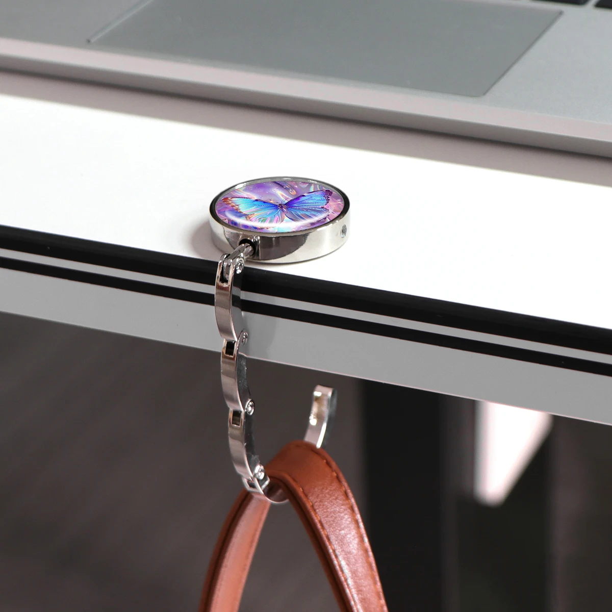 Ganchos para bolsos de mariposa, soportes plegables de Metal para bolsas de mesa, perchas portátiles para monedero, accesorios de piezas únicas, ganchos antideslizantes - imagen 3