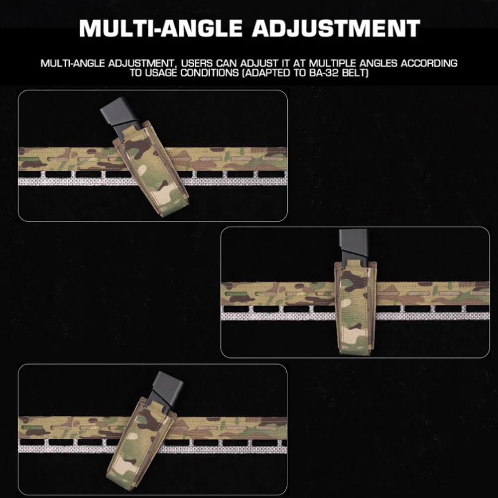 Bolsa táctica para revistas de 9mm, ajuste multiángulo para caza, cinturón de batalla Airsoft, Glock MP5/7 P226 SIG320, bolsa con soporte para pistola MAG - imagen 5