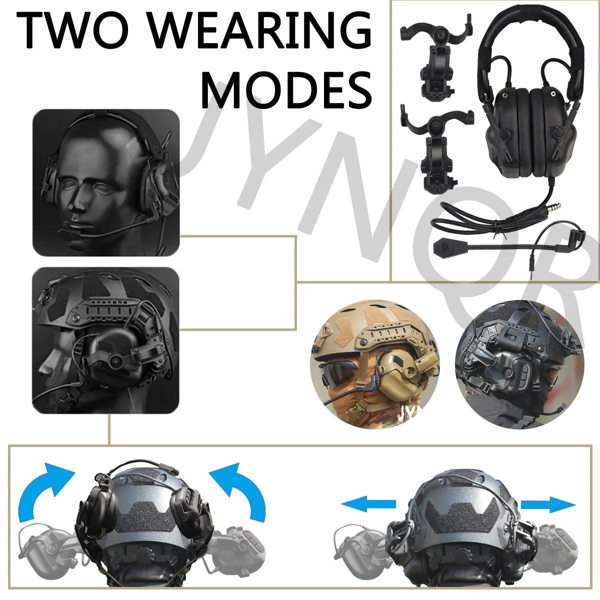 Auriculares de tiro táctico para casco rápido OPS Wendy M-LOK auriculares de arco (montados en la cabeza y montados en casco) orejeras de caza al aire libre - imagen 2
