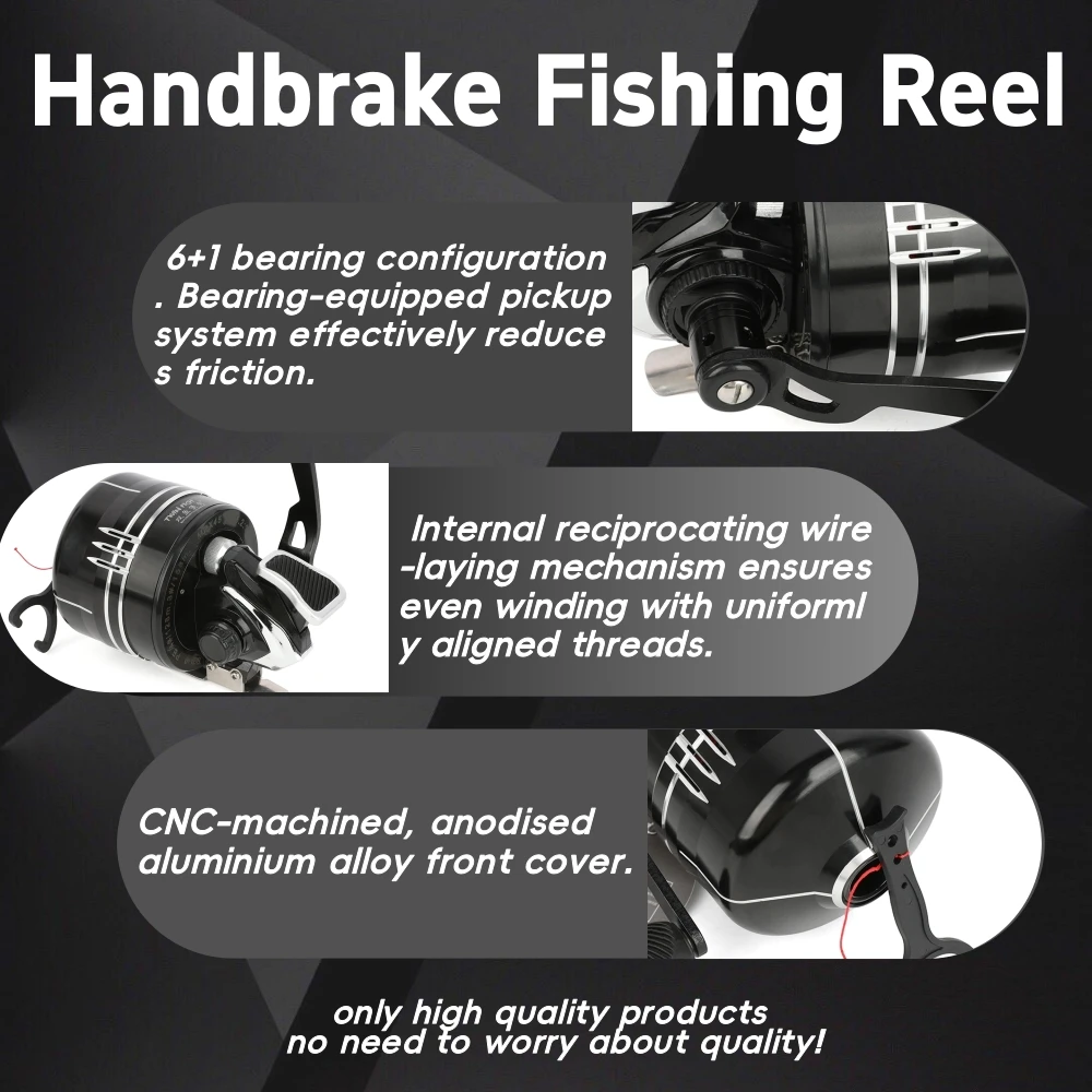 Carrete de Pesca con Arco Compuesto, Relación de Engranajes 5.2:1, Cubierta CNC, Línea de Pesca de 120 Yardas con 7 Rodamientos para Caza y Pesca Deportiva al Aire Libre - imagen 4