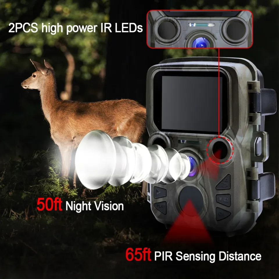 Cámara de rastreo Mini301 con visión nocturna, videocámara de caza con movimiento, 1080P, 20MP, IP65, impermeable, para exteriores, salvaje, con LED IR de hasta 65 pies - imagen 4