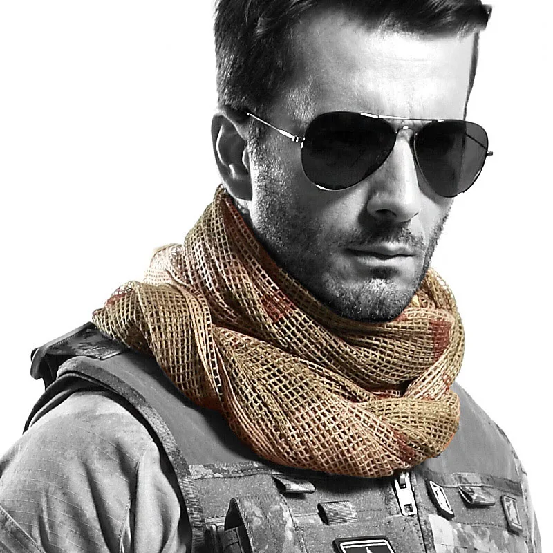 Bufanda de algodón de camuflaje, bufanda de malla táctica, velo para francotirador, Camping, caza, senderismo, protector solar multiusos, transpirable - imagen 2