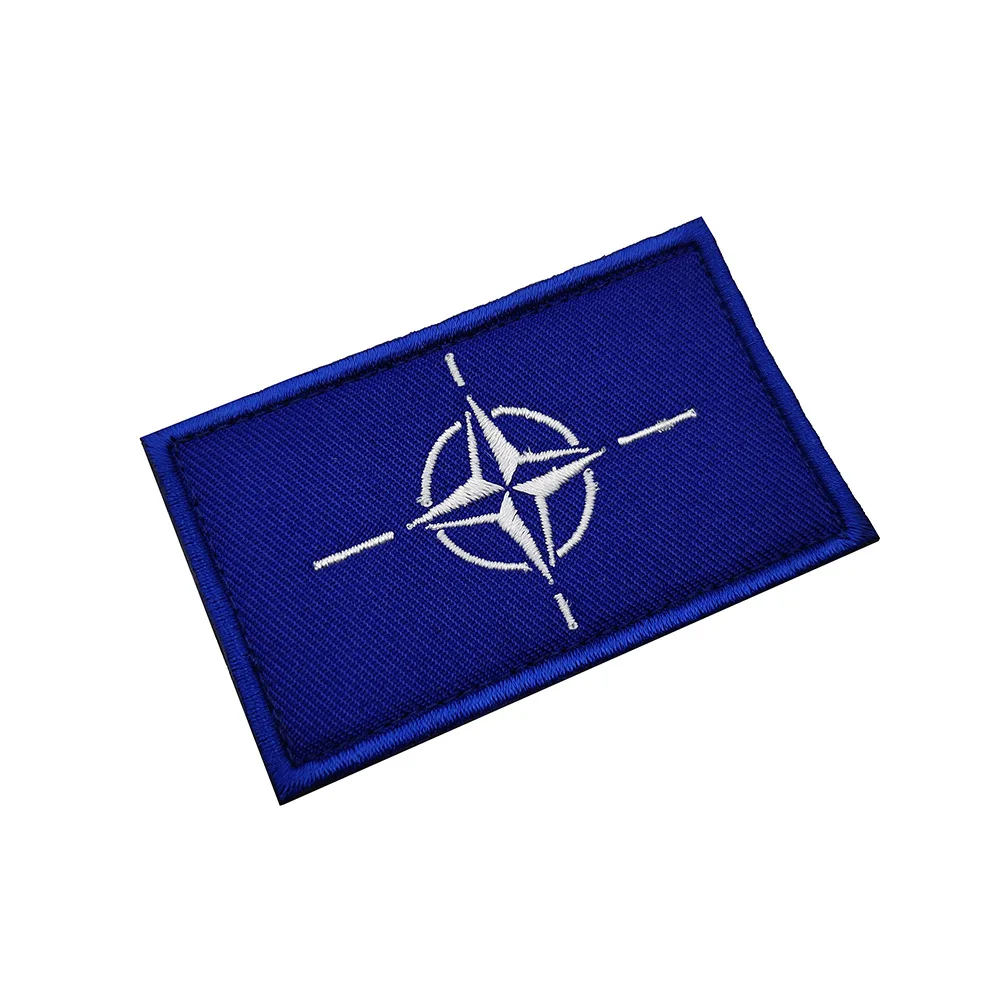 Parches bordados de la bandera de la OTAN, insignias reflectantes militares de gancho y bucle, brazalete, mochila, chaqueta, sombrero, apliques decorativos - imagen 5