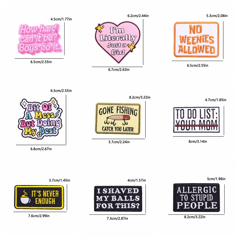 10 unids/lote de parches bordados con eslogan de letras para ropa, parche con letras de dibujos animados, parches para planchar para ropa, chaquetas, sombreros, coser DIY - imagen 5