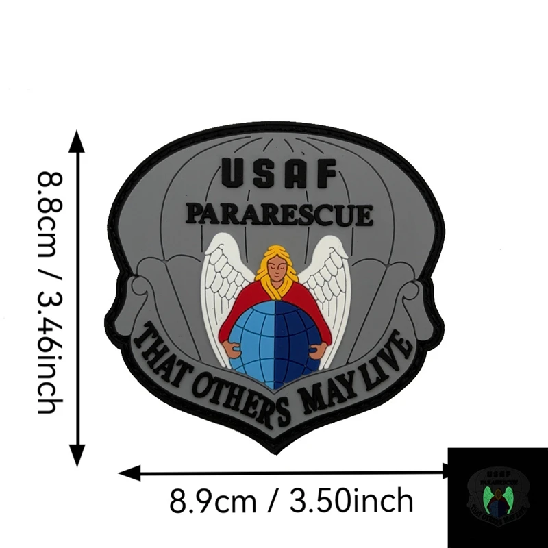 Parche luminoso de gancho y bucle de PVC de rescate USAF, parches de accesorios de ropa, insignia moral al aire libre, insignias tácticas para mochila - imagen 5