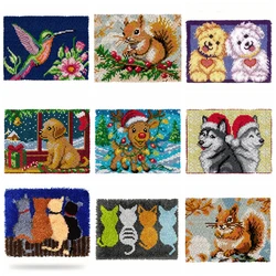 Kits de gancho de pestillo de Navidad, alfombra DIY, punto de cruz, costura Fomiaran, lienzo, cojín de punto, bordado, pestillo de ganchillo, decoración del suelo