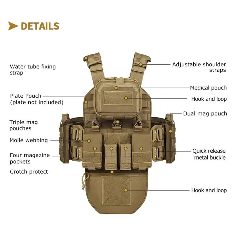 YAKEDA Molle Chaleco táctico al aire libre Equipo CS Chaleco de combate de entrenamiento multifuncional - imagen 5