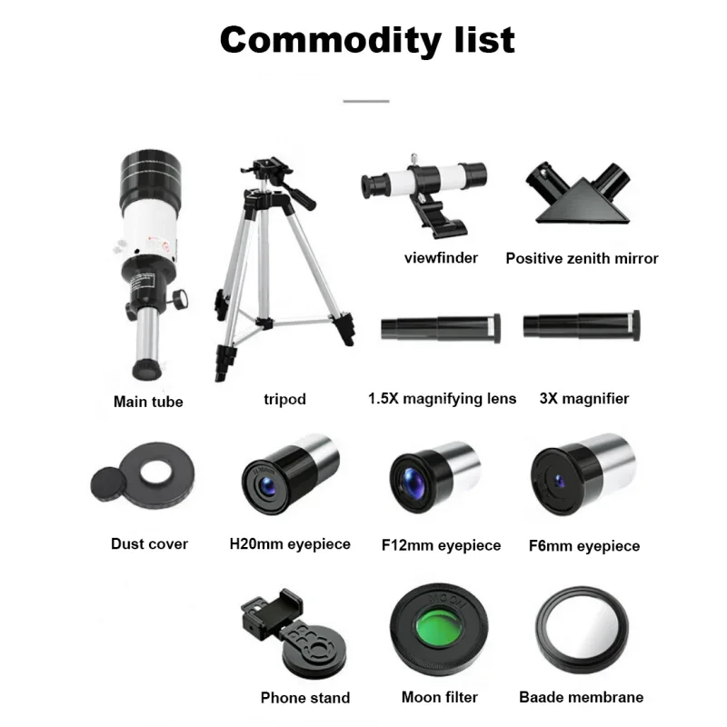 Telescopio astronómico profesional, Zoom de 150 veces, trípode portátil HD de alta potencia, visión nocturna, espacio profundo, vista de estrella, universo lunar - imagen 5