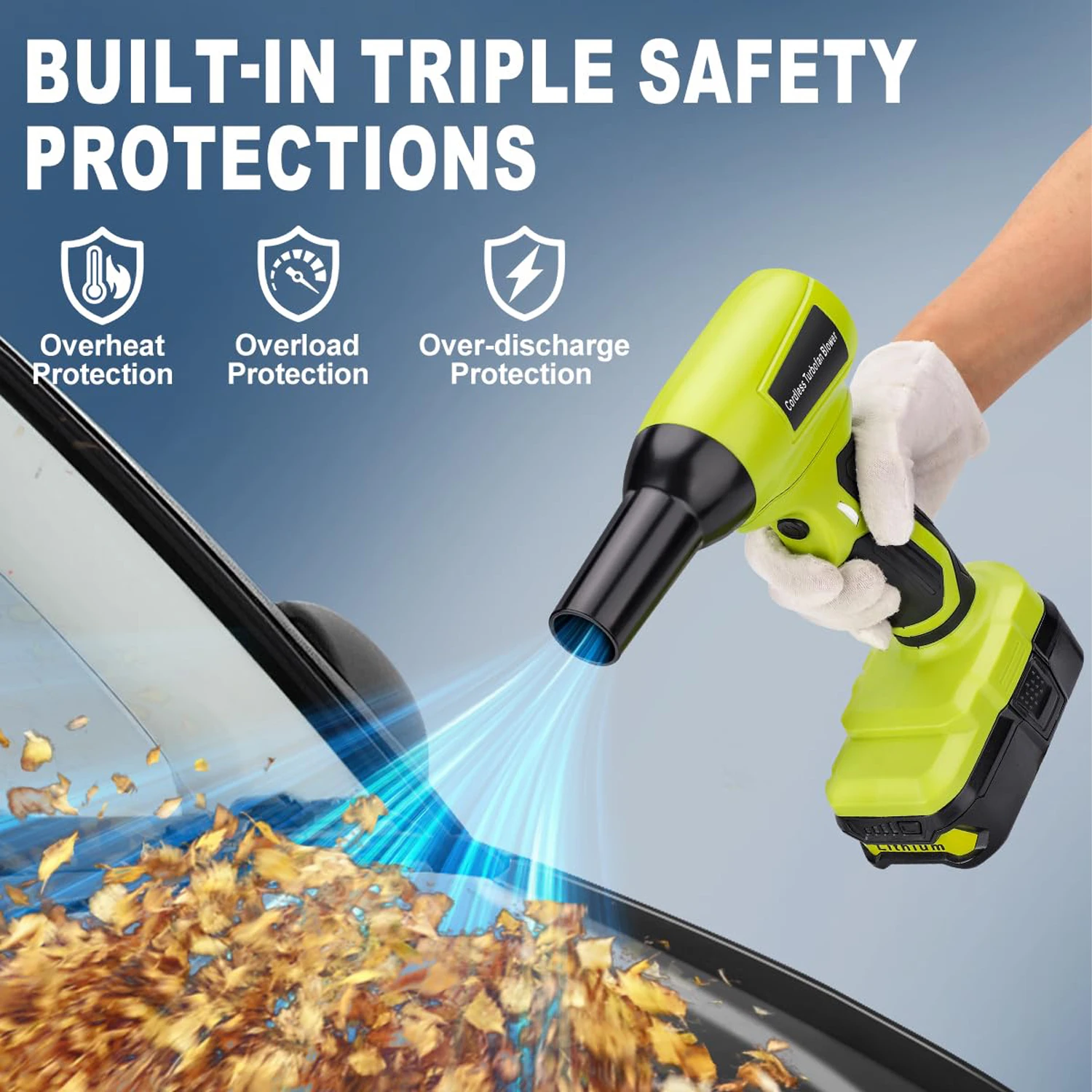 Soplador de hojas inalámbrico TF05 para Motor sin escobillas con batería Ryobi de 18 V, 130000 RPM, diseño liviano para hojas, polvo, nieve, cuidado del césped - imagen 4