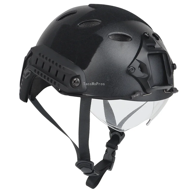 Casco táctico con gafas de tiro Airsoft Paintball Cs juego FAST PJ MH casco de entrenamiento caza combate cascos de protección