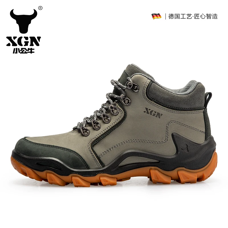 XGN-zapatos de senderismo al aire libre de cuero de vaca para hombre, botas de caza impermeables, botas tácticas de combate en el desierto, botines de viaje, zapatillas de trekking - imagen 3