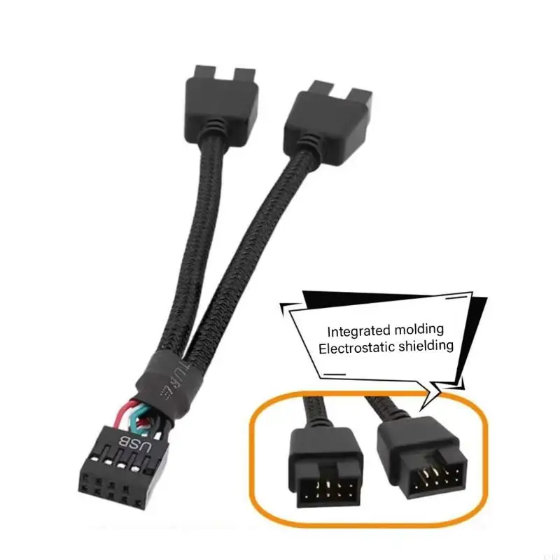 9pin USB2.0 Interferencias cable divisoras Resistente Nylon Nylon Broided PC Extensión K1KF - imagen 5
