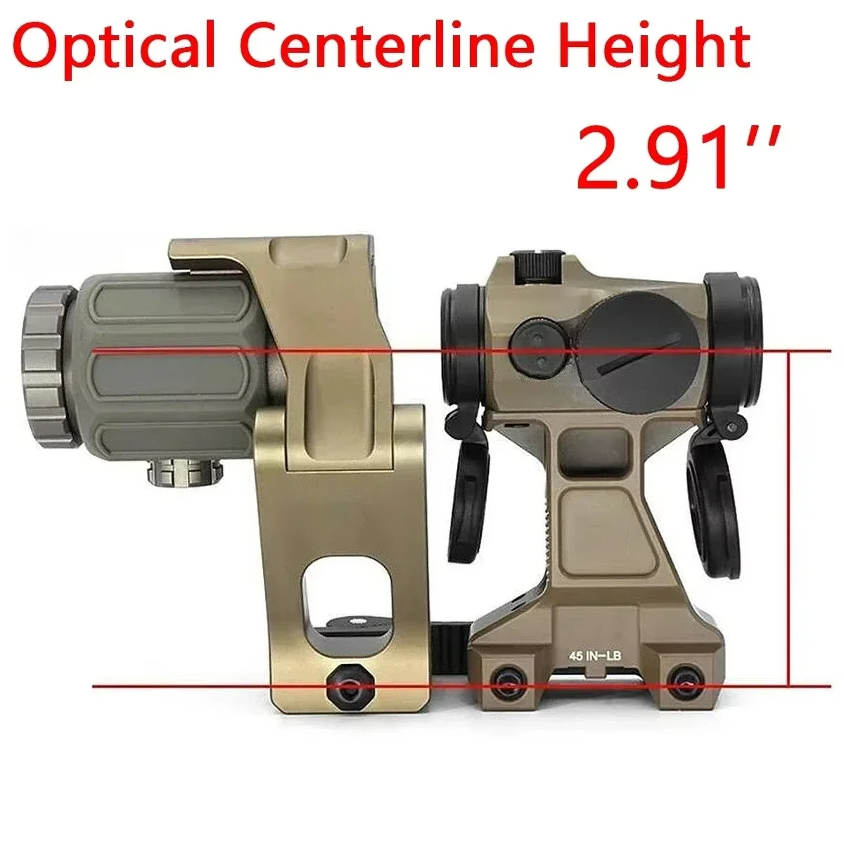 Mira telescópica T01 T02 de Metal, montaje elevado de 2,91 ", Base de mira táctica de punto rojo para caza, unidad de riel Picatinny de 20mm, soporte de lupa FTC rápido - imagen 3