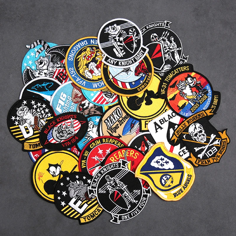 Parche para planchar, tipo de colección, ventilador militar, insignia de chaqueta de vuelo bordada, escuadrón de vuelo VFA, etiqueta de tela táctica, parche de costura - imagen 3