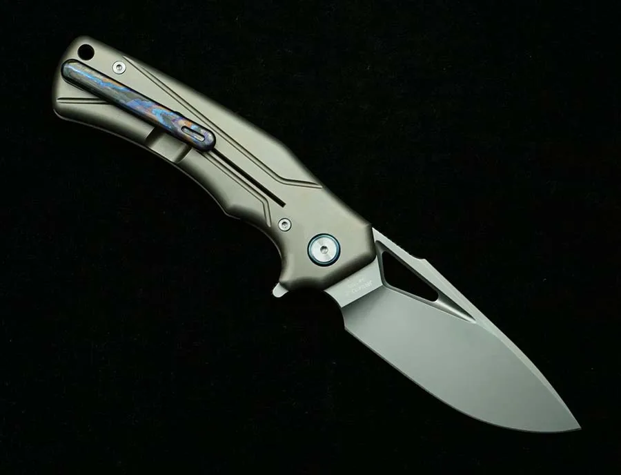 LEMIFSHE JR9402 cuchillo plegable EDC hoja M390 y titanio de bolsillo