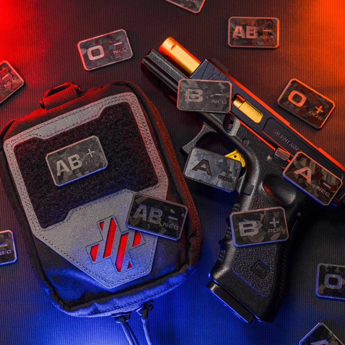 Extreme Krypton Gold LAB-etiqueta negra, parche tipo sangre, insignia táctica ligera de fibra de carbono para decoración de bolsas de ropa - imagen 2