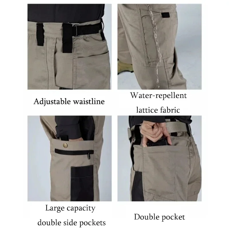 Ropa de trabajo resistente al desgaste, pantalones Cargo multibolsillos para hombre, pantalones tácticos para correr al aire libre, pantalones casuales - imagen 4