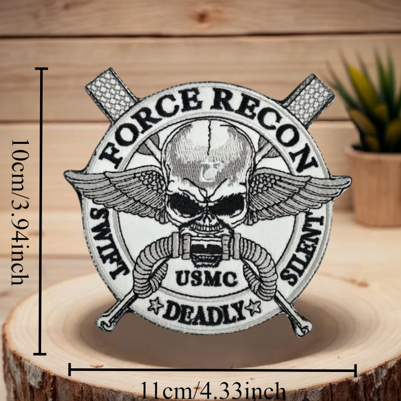 USMC Ghost Force Recon Swift, parche bordado mortal silencioso, insignia de moral de gancho y bucle, mochilas, sombreros, parches adhesivos para ropa - imagen 3