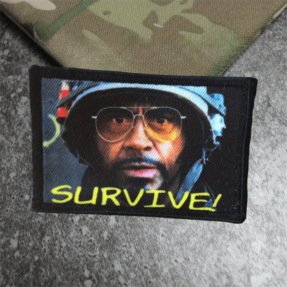 ¡Sobrevivir! Parche táctico Tropic Thunder Morale, parches de gancho y bucle impresos divertidos, insignia militar, brazalete, pegatinas para mochila Chevron - imagen 5