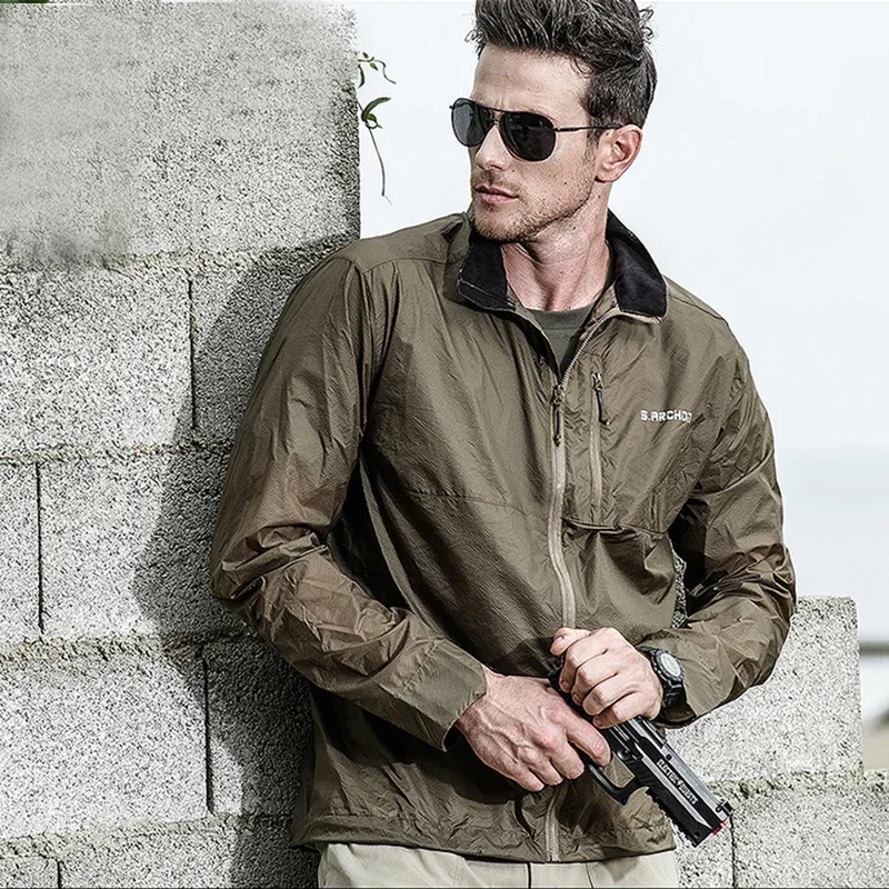 Chaqueta ligera de piel de caza para hombre, chaqueta táctica impermeable, abrigo cortavientos de camuflaje a prueba de sol para verano - imagen 5