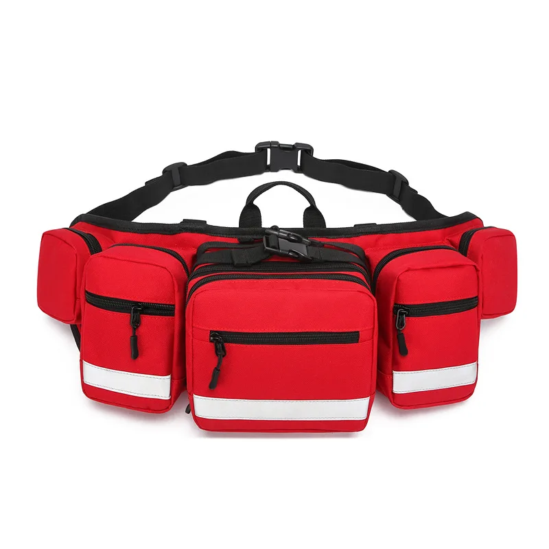 Riñonera de primeros auxilios, almacenamiento médico, riñonera de rescate de viaje roja, bolsa vacía, bolso de hombro compacto con bolsillo para medicina de supervivencia - imagen 2