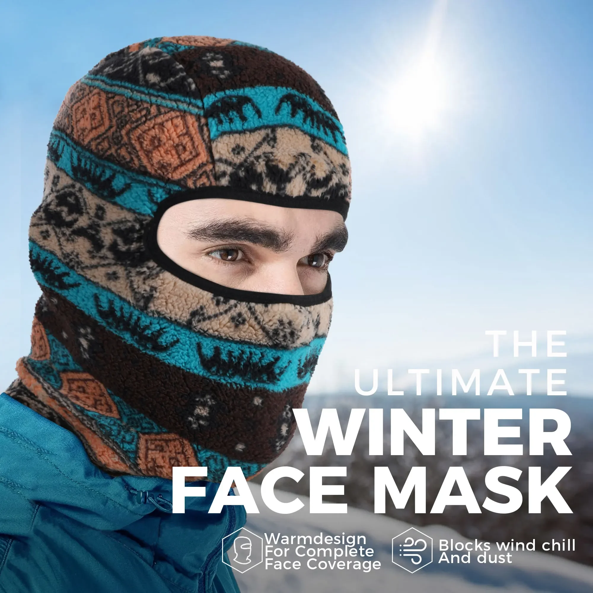 Pasamontañas de lana para invierno, cubierta completa para esquí en clima frío, máscara térmica a prueba de viento, capucha deportiva, gorro para senderismo, ciclismo, calentador de cuello para bicicleta - imagen 5