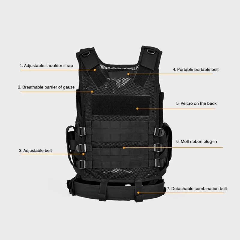 Chaleco táctico Molle transpirable, armadura de combate, Protector de seguridad, caza al aire libre, juego CS, Airsoft, entrenamiento, chaqueta de batalla - imagen 4