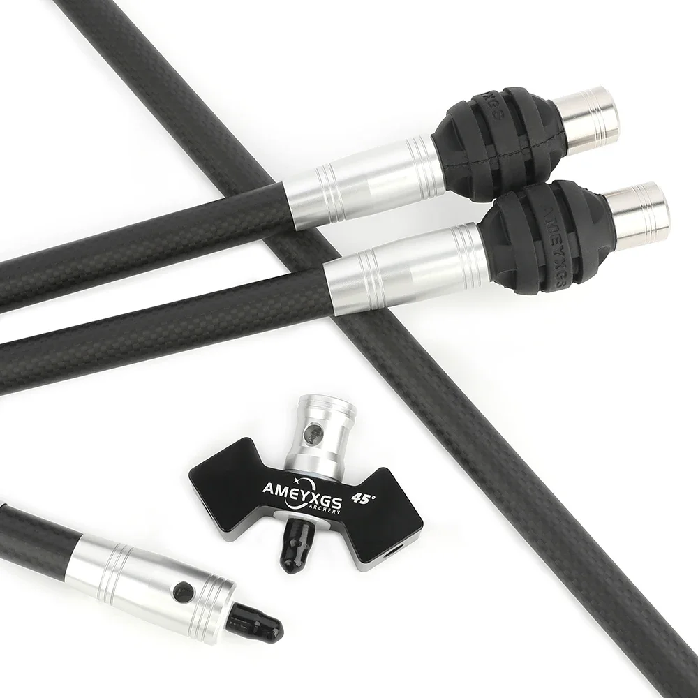 Juego de barra de equilibrio de tiro con arco, amortiguador de varilla de carbono 3K, estabilizador de arco 40 ° /45 °   Barra en V para arcos competitivos, accesorios de caza y tiro - imagen 4