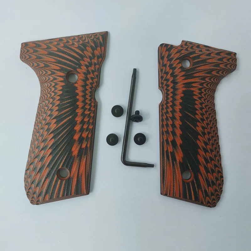 Sunburst Texture G10 Empuñaduras Parche de mango Beretta 92fs empuñaduras de tamaño completo, 92 fs, M9,92a1,96a1,92 INOX, con escala de empuñaduras de pistola con tornillos