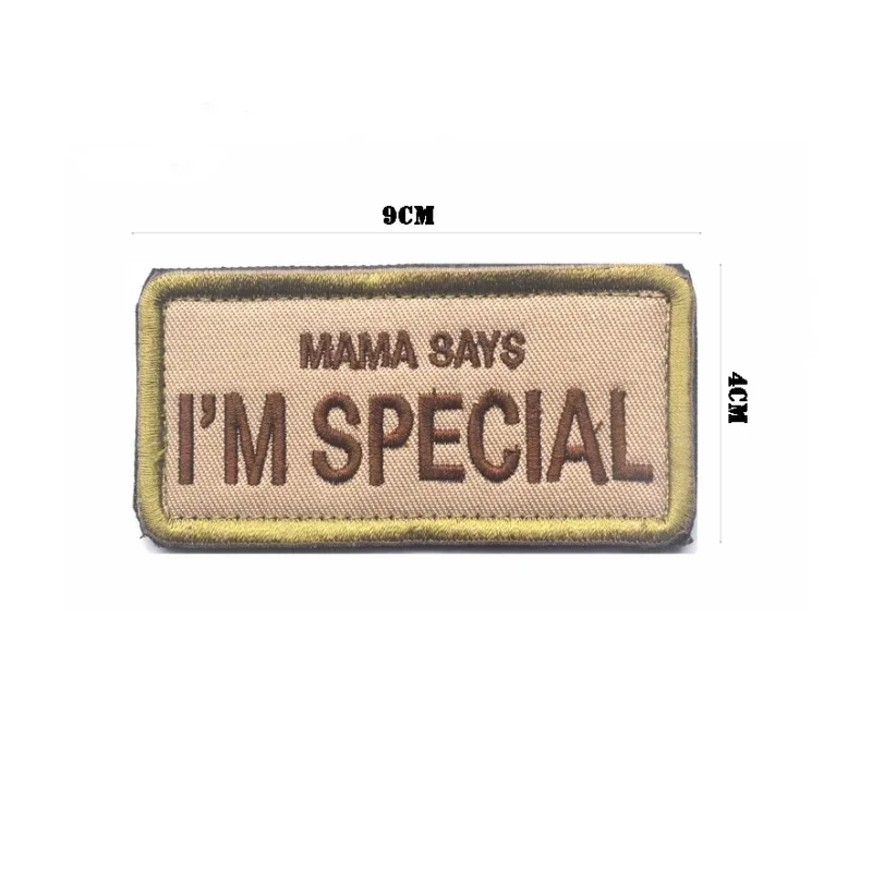 MAMA dice que soy especial, parches de gancho y bucle bordados, brazalete táctico, insignia de moral reflectante, pegatina luminosa para mochila - imagen 4
