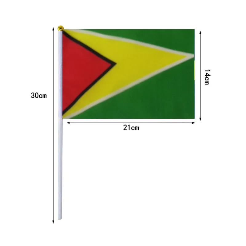 10 unids/lote banderas onduladas a mano de Guyana 14x21cm bandera de Guyana al por mayor