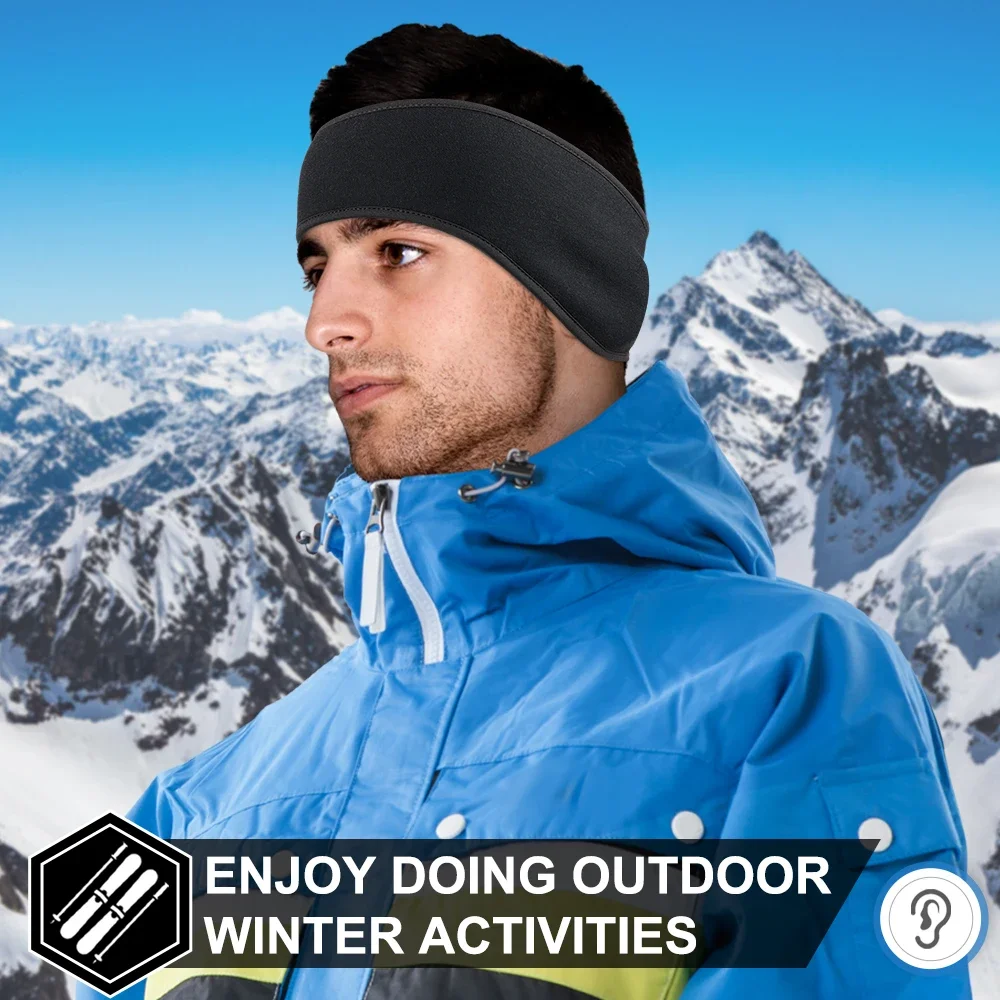 Diadema elástica de lana más cálida para hombre y mujer, banda térmica para el pelo para la cabeza, gimnasio, Yoga, correr, deporte suave y grueso, banda para el sudor para ciclismo - imagen 3