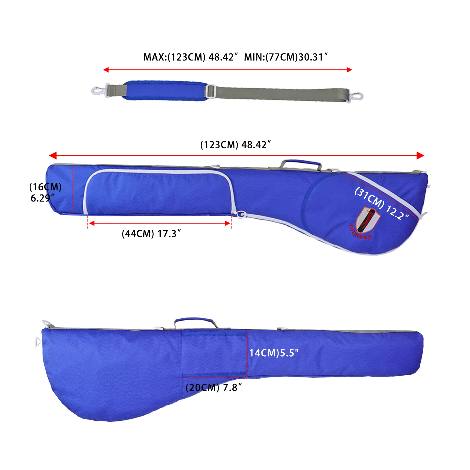 Tourbon Nylon Palos de golf Bolsa de transporte cómoda Bolsa de almacenamiento portátil impermeable para domingo Bolsa de viaje pequeña Azul ligero - imagen 3