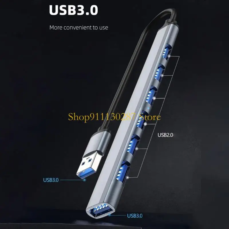 J1HC 1 a 7 USB HUB Extender Adaptador divisor USB estación acoplamiento USB3.0 velocidad - imagen 3