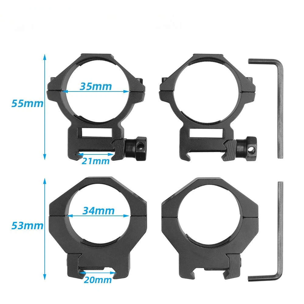 Anillo de montaje para mira telescópica, 35mm/34mm, carril de 20mm, mira óptica de una pieza, linterna, Base láser, soporte de montaje para mira telescópica - imagen 2