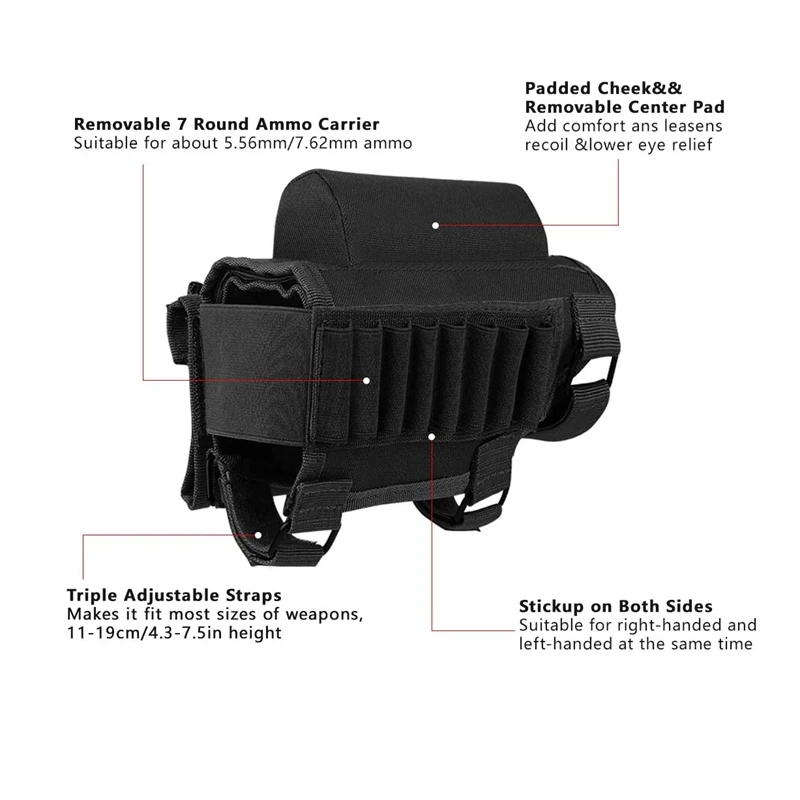Rifle Butt Stock reposa mejillas envoltura de stock táctica soportes de bucle extraíbles correas de gancho y bucle - imagen 2