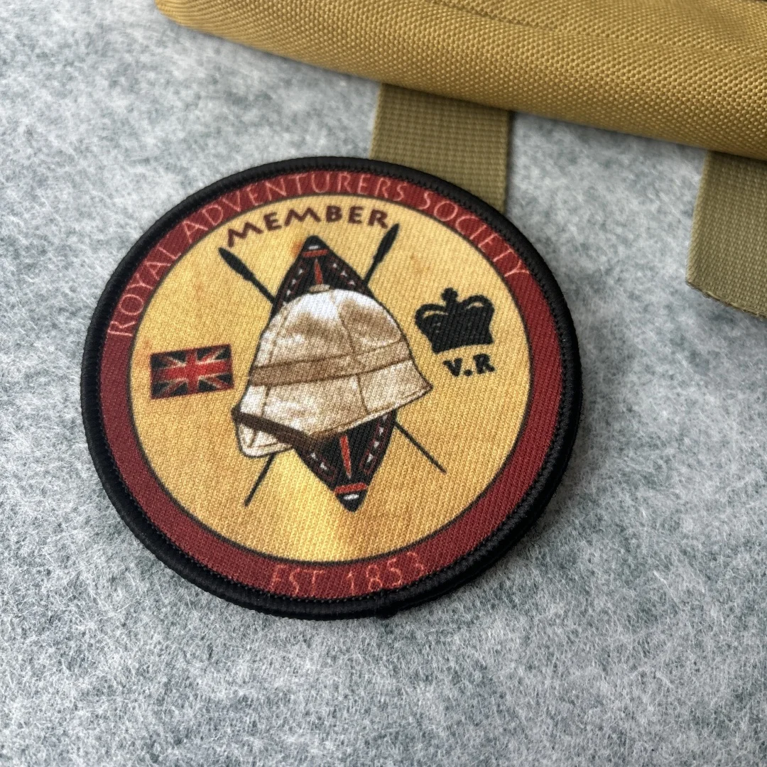 Parches con estampado táctico de la sociedad Royal Adventurers, parche de gancho y bucle V.R, brazalete del ejército, insignia de moral militar, mochila, pegatina para ropa - imagen 5