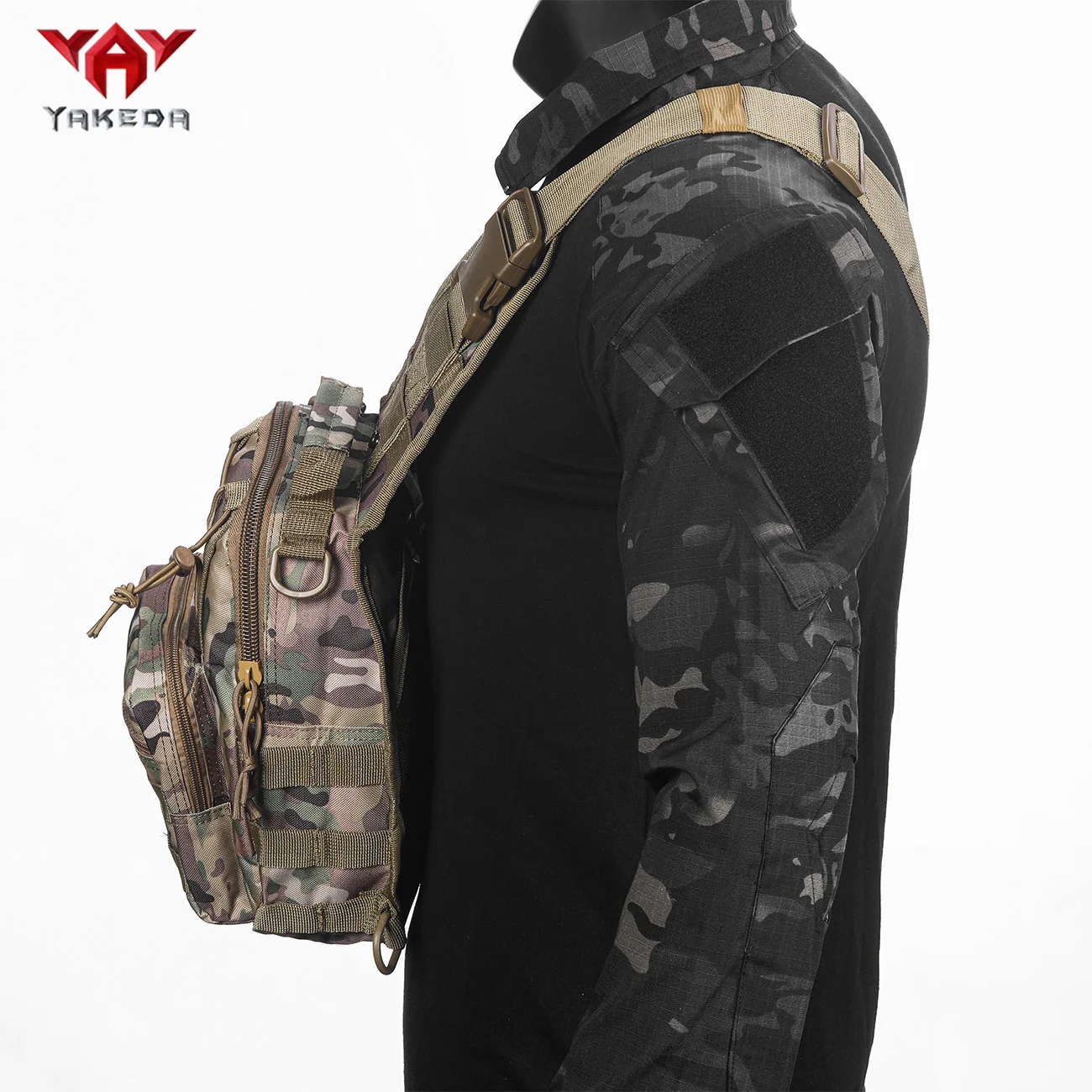 Bolso de hombro de entrenamiento bolso cruzado 900D bolso con correa de transporte bolso de pecho compartimento de múltiples bolsillos correas MOLLE - imagen 3