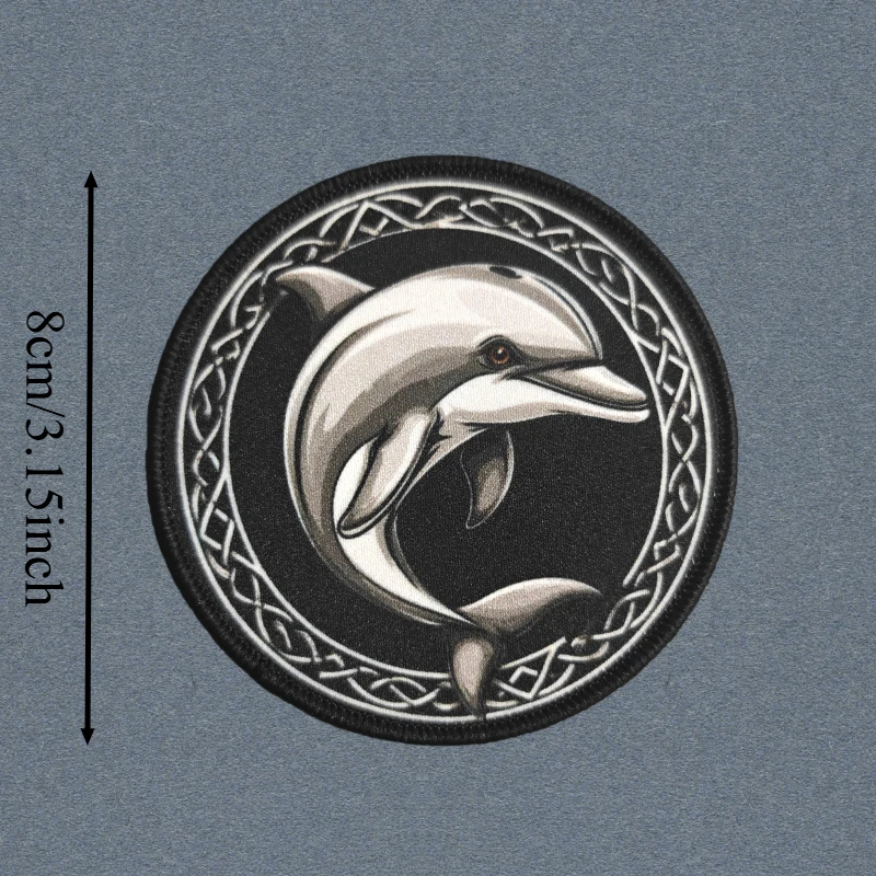 Parche con estampado de delfines de Anime, chaleco táctico, insignia de moral con gancho y bucle, pegatinas para mochila militar, parches para brazalete para ropa - imagen 4