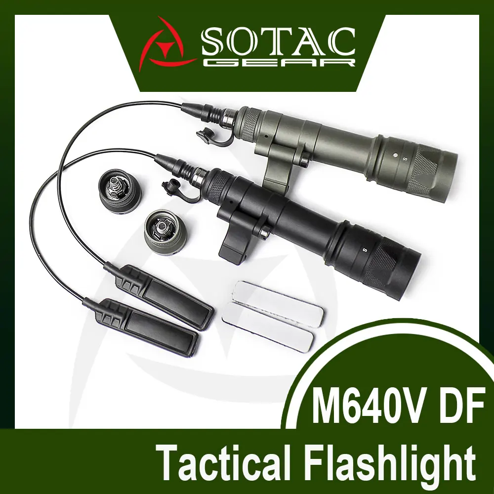 Luz táctica SOTAC M640V-DF, iluminación de altos lúmenes, LED, linterna exploradora blanca, interruptor de presión remota para riel de caza